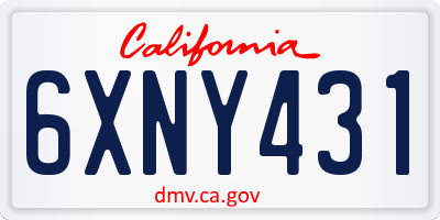 CA license plate 6XNY431