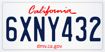 CA license plate 6XNY432