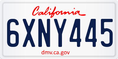 CA license plate 6XNY445