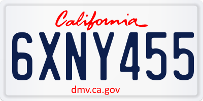 CA license plate 6XNY455