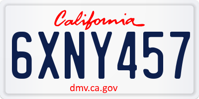 CA license plate 6XNY457