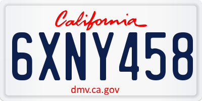 CA license plate 6XNY458