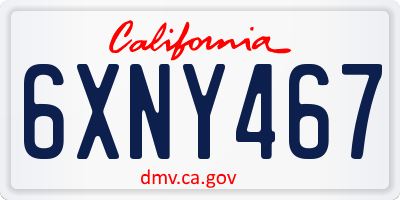 CA license plate 6XNY467