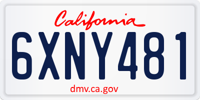 CA license plate 6XNY481