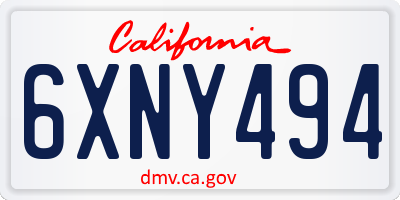 CA license plate 6XNY494
