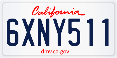 CA license plate 6XNY511