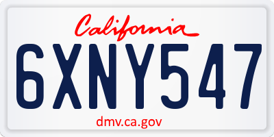 CA license plate 6XNY547