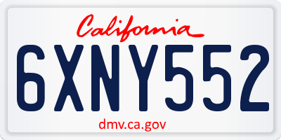CA license plate 6XNY552