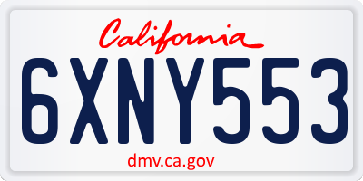 CA license plate 6XNY553