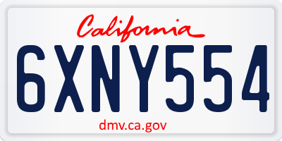 CA license plate 6XNY554