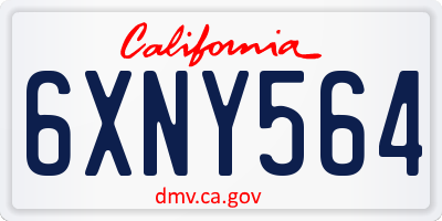 CA license plate 6XNY564