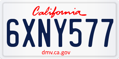 CA license plate 6XNY577