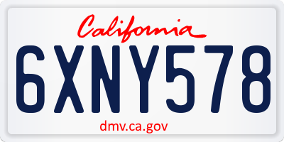 CA license plate 6XNY578