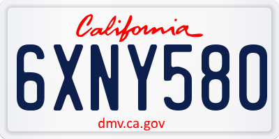 CA license plate 6XNY580