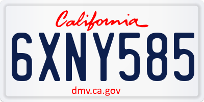 CA license plate 6XNY585