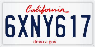 CA license plate 6XNY617