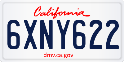CA license plate 6XNY622