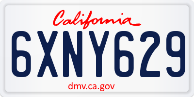 CA license plate 6XNY629