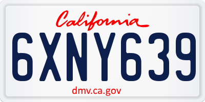 CA license plate 6XNY639
