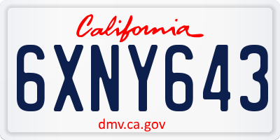 CA license plate 6XNY643