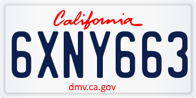 CA license plate 6XNY663