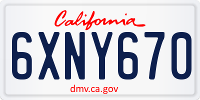 CA license plate 6XNY670