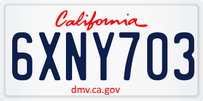 CA license plate 6XNY703