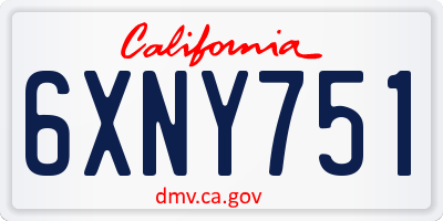 CA license plate 6XNY751