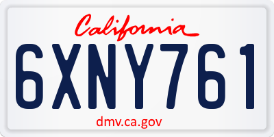 CA license plate 6XNY761