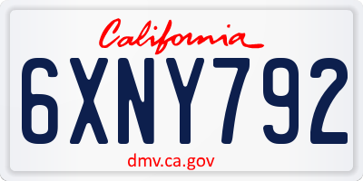 CA license plate 6XNY792