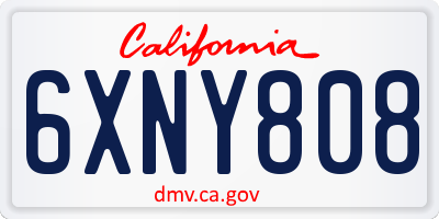 CA license plate 6XNY808