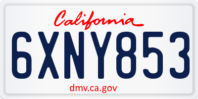 CA license plate 6XNY853