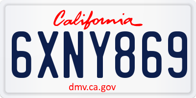 CA license plate 6XNY869