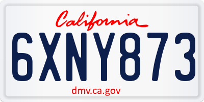 CA license plate 6XNY873