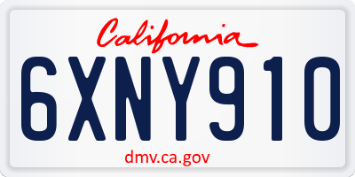 CA license plate 6XNY910