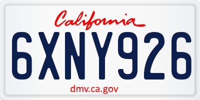 CA license plate 6XNY926