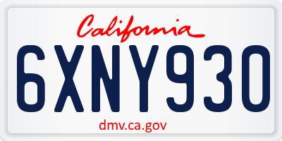 CA license plate 6XNY930