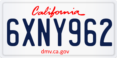 CA license plate 6XNY962