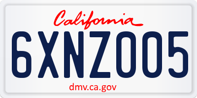 CA license plate 6XNZ005
