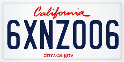 CA license plate 6XNZ006