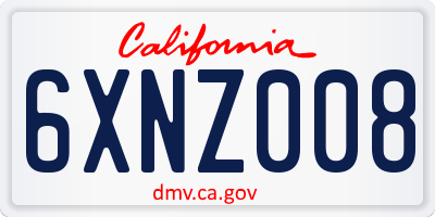 CA license plate 6XNZ008