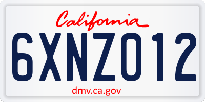 CA license plate 6XNZ012