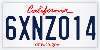 CA license plate 6XNZ014
