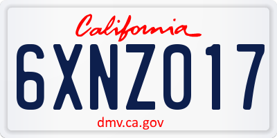 CA license plate 6XNZ017