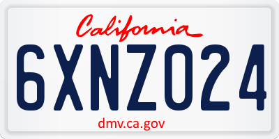 CA license plate 6XNZ024