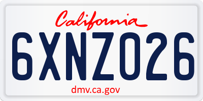 CA license plate 6XNZ026