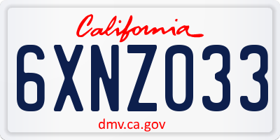 CA license plate 6XNZ033