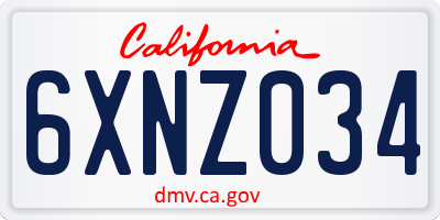 CA license plate 6XNZ034