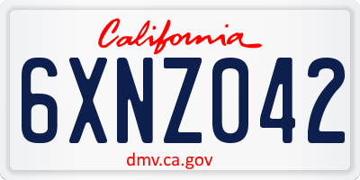 CA license plate 6XNZ042