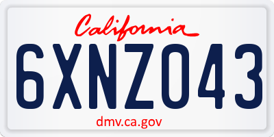CA license plate 6XNZ043
